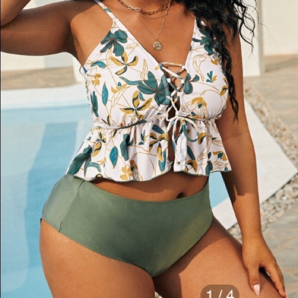 SHEIN Other - Shein floral lace up swimsuit size 1xl nwt